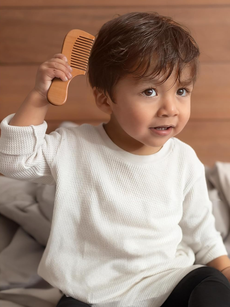 LAMPOX set de cuidado para bebé de madera con 2 cepillos y peine