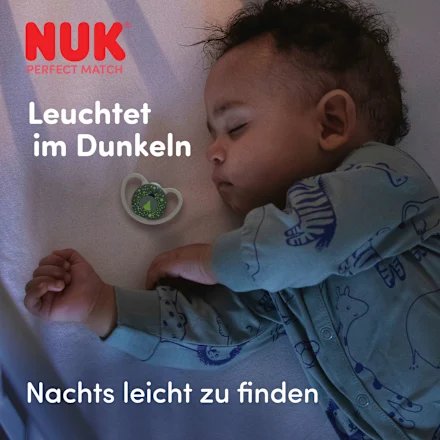 NUK Perfect Match Air Night smoczki uspokajające 18-36 mies. świeci w ciemności dla łatwego znalezienia w nocy
