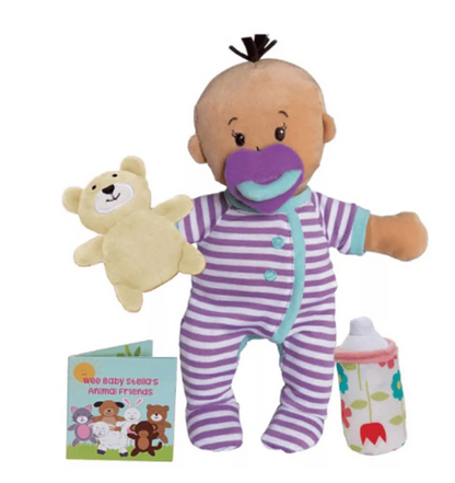 MANHATTAN TOYS Wee Baby Stella muñeca de peluche 27 cm con oso y biberón