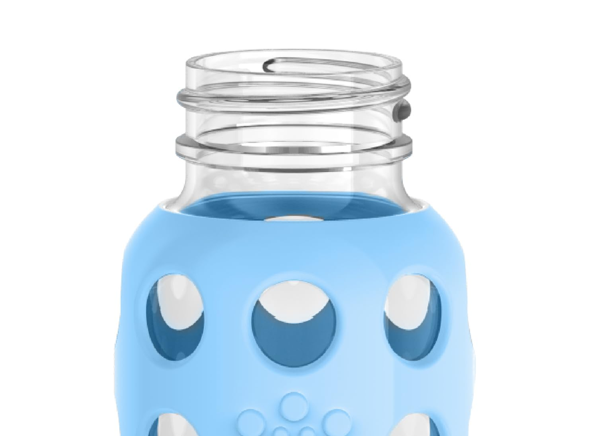 LifeFactory biberón de vidrio con funda 120 ml 3 m+ tetina 1
