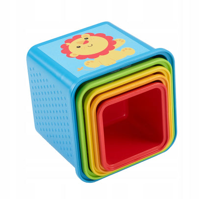FISHER-PRICE piramidka do układania ze zwierzątkami 5el. 6m+ kolorowe klocki do układania z lwem