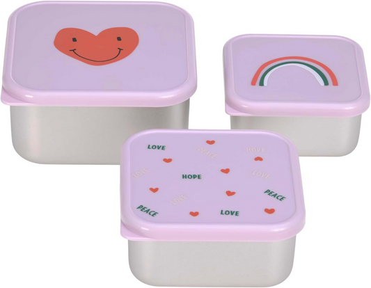 LÄSSIG Snackbox Edelstahl Brotdosen x3