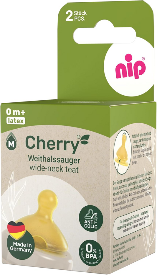 NIP Cherry Green tettarella per biberon M 0+ x2 LATTICE