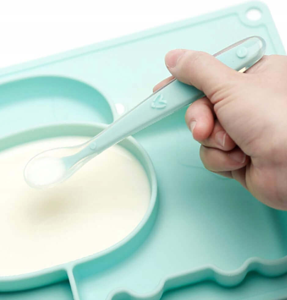 FUTURE FOUNDER łyżeczka silikonowa 6 m+ pomarańcz. miękka łyżeczka dla niemowląt, ergonomiczny uchwyt, BPA free