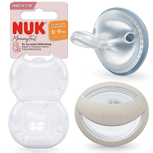 NUK MommyFeel smoczki uspokajające 0-9 mies. 2 szt. z pudełkiem do przechowywania
