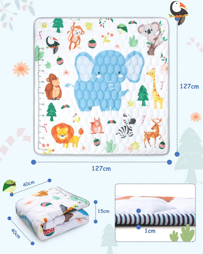 FUNSLAND alfombra de juegos para bebés con medidor de crecimiento 127x127 cm