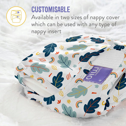 BAMBINO MIO otulacz na pieluchę >9kg niebieski z żyrafami, wielorazowy nappy cover z wkładami, rozmiar 2