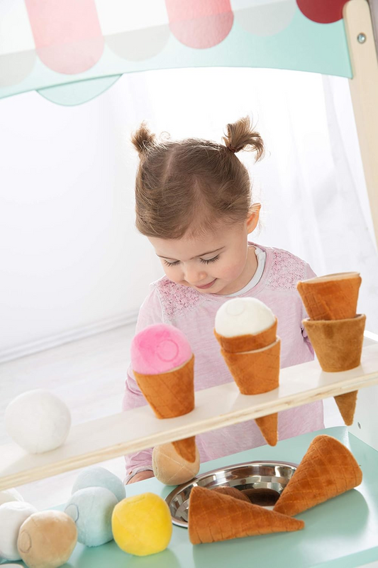 ROBA pluchen ijsset met magneten 3 wafels 6 bolletjes