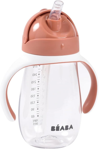 BEABA Straw Cup copo antivazamento de tritan com palhinha 300 ml 8 m+