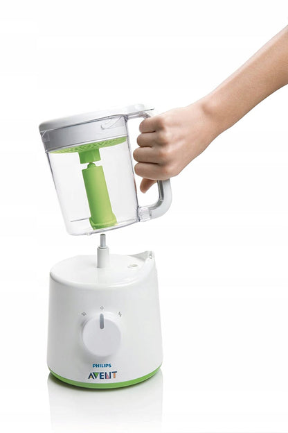 PHILIPS AVENT SCF870/20 2w1 parowar mikser 800 ml biały, widok produktu z pojemnikiem