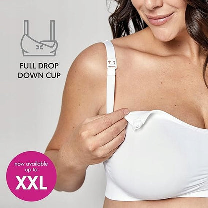 MEDELA KEEP COOL ULTRA biustonosz do karmienia + wkładki XL, biały, bezszwowy, z pełnym odpinaniem miseczki