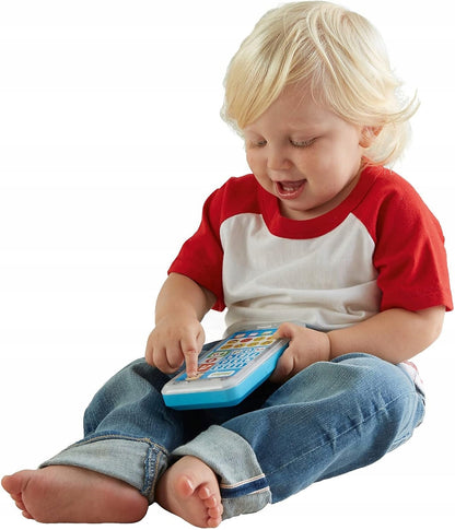 FISHER-PRICE FPR14 "nagraj wiadomość" smartfon interaktywny J.NIEMIECKI dla dzieci 18-36 mies., niebiesko-biały