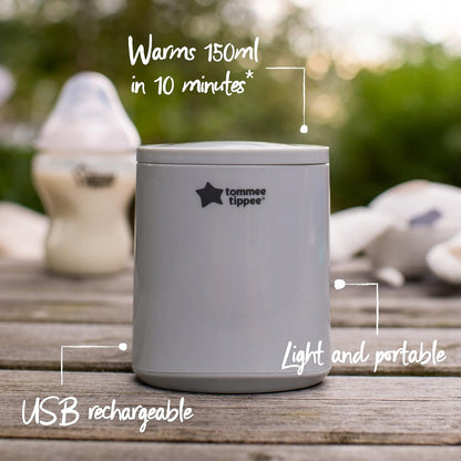 TOMMEE TIPPEE LetsGo podróżny podgrzewacz USB, szary, ładowanie USB, lekki i przenośny