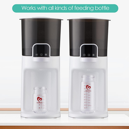 Grafika z dwoma dyspenserami Bellababy Instant Warmer i r�nymi butelkami pod wylewkami.