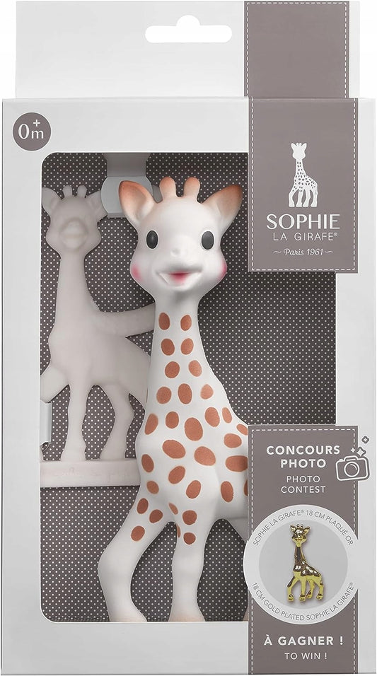 GIRAFFE SOPHIE natuurlijke bijtring set SO PURE 18CM + kleiner