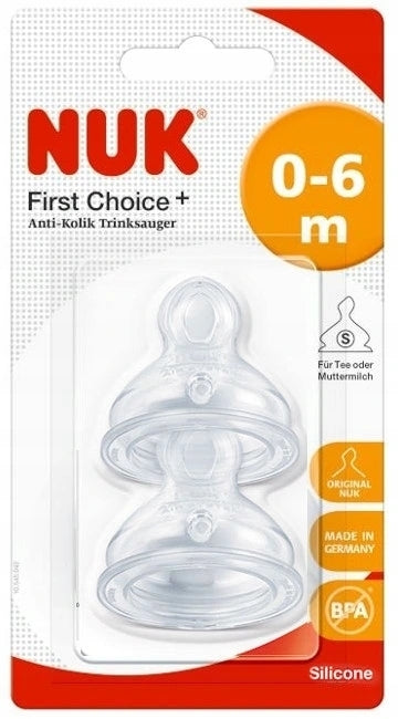 NUK First Choice+ tetina de silicone para biberão 0-6 M 2UN