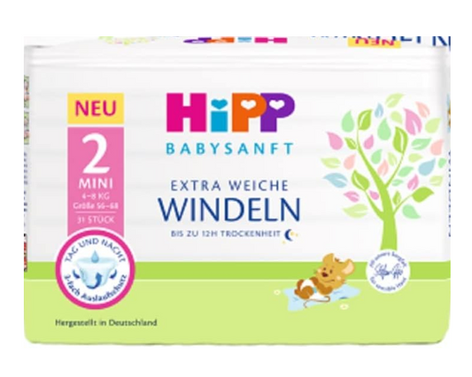 HIPP plenice za enkratno uporabo, velikost 2, 4-8 kg x31