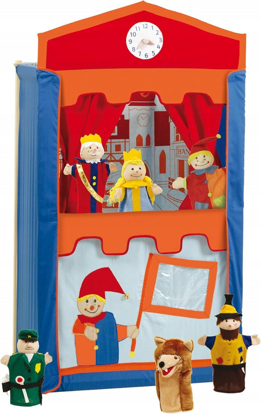 ROBA houten poppentheater 120 cm + 6 handpoppen KASPER