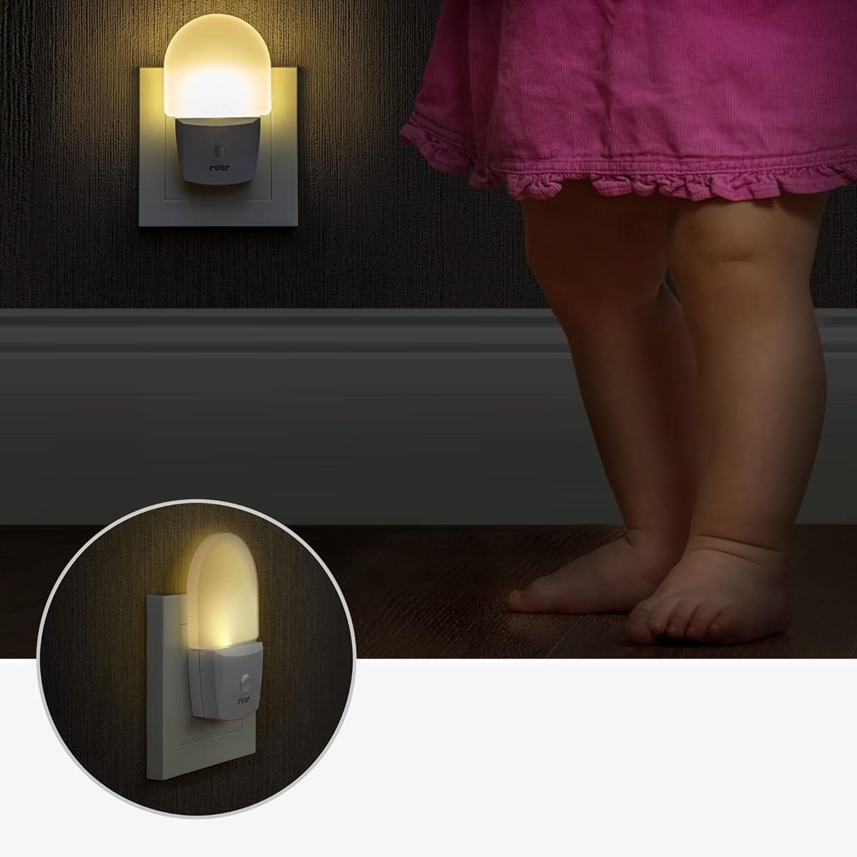 REER NightGuide LED-nočna lučka za vtičnico, senzor teme 6 x 9,5 cm