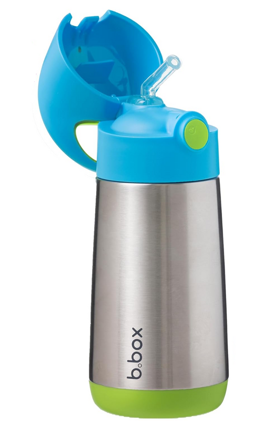 B.BOX Thermos-Trinkflasche aus Edelstahl mit Strohhalm 350 ml