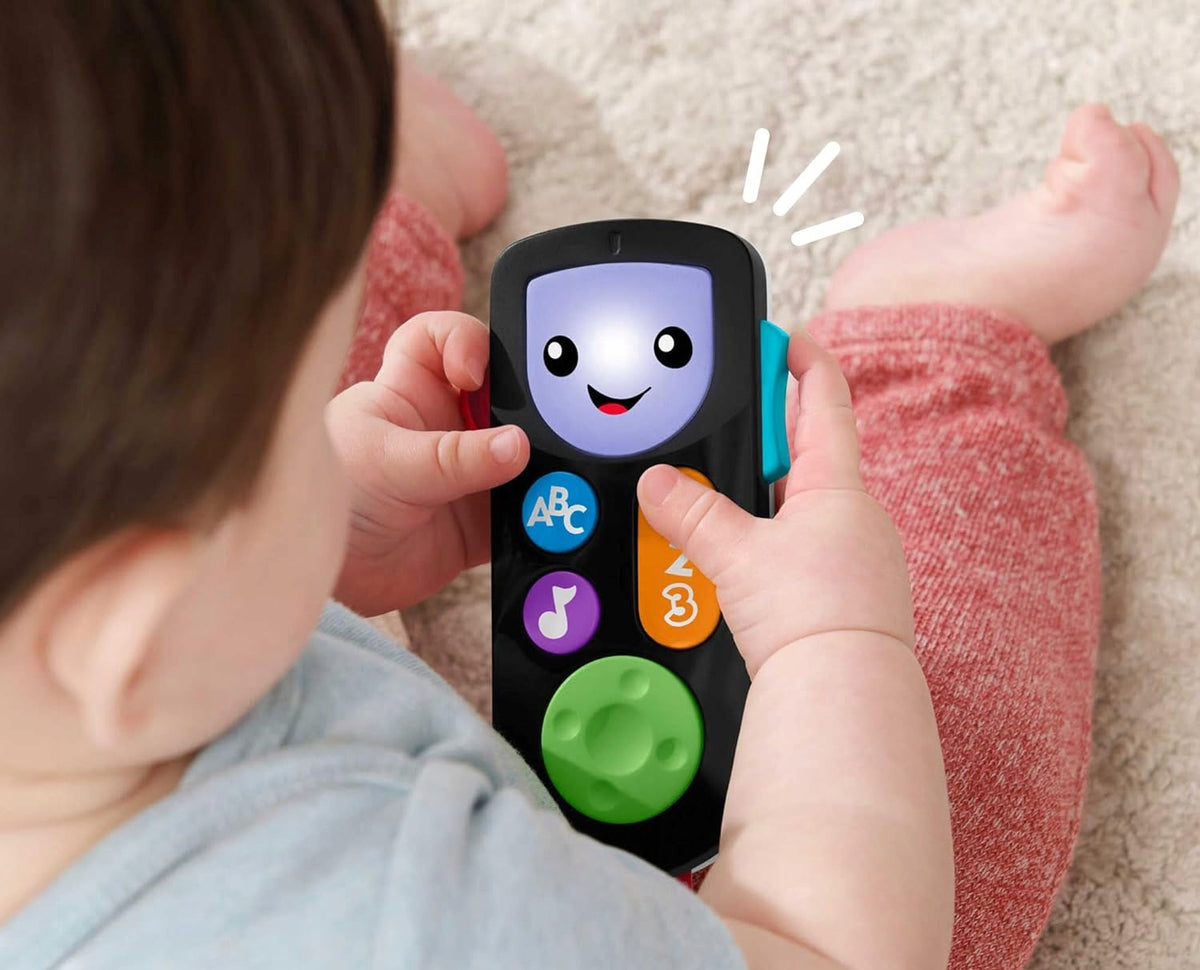 FISHER-PRICE HGY50 pilot interaktywny Smart TV J.NIEMIECKI, czarny pilot edukacyjny dla dzieci 6m+