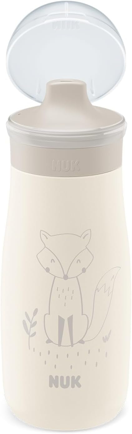NUK Mini-Me Sip botella de acero con boquilla rígida de 300 ml, a partir de 9 meses, ZORRO