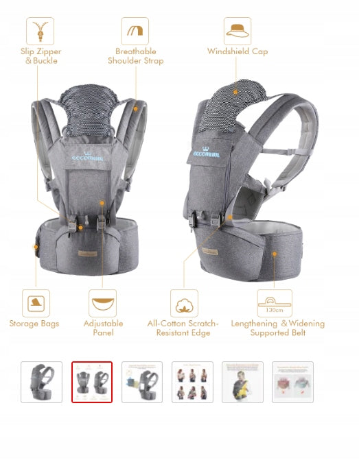 ECCOMUM marsupio ergonomico con fascia ventrale 6 in 1