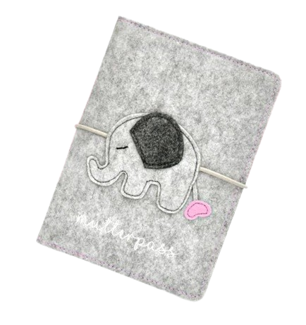 BABY CHEEK estojo de feltro para o boletim de gravidez ELEFANTE 13,5 x 19,5 cm