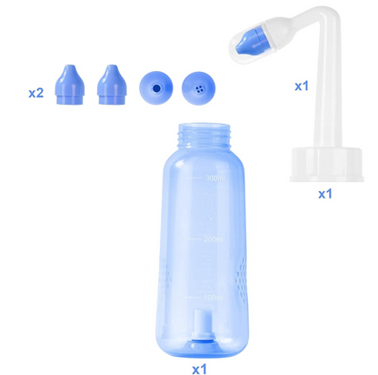 URAQT Neti Poti irrigador nasal para niños y adultos 2 boquillas 300 ml