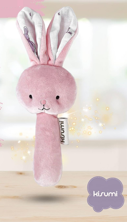 KISUMI set de edredón, babero y sonajero de peluche CONEJO