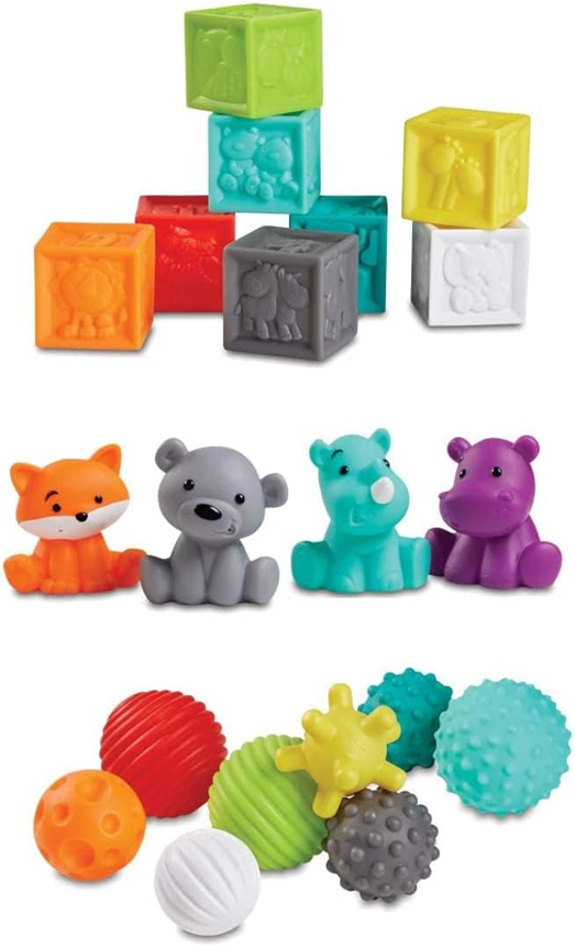 INFANTINO Senso Balls, Blocks & Buddies siliconen speelgoed 20 stuks
