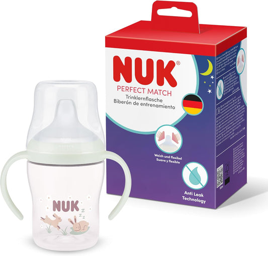 NUK Perfect Match kubek niekapek 150ml 6m+ ŚWIECI W CIEMNOŚCI, antyprzeciekowy kubek treningowy z uchwytami