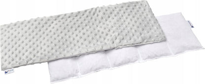 MEDIPARTNERS termofor z pestkami wiśni DUŻY 800g 60x20 cm MINKY, szary termofor z wkładem wiśniowym