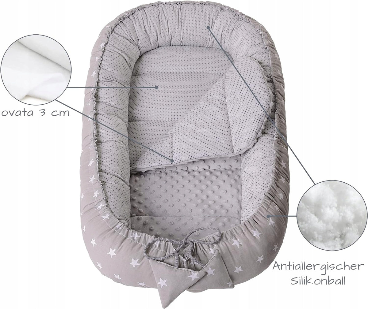 MEDIPARTNERS Baby-Kokon, Nestchen 90 x 50 + Minky-Einlage