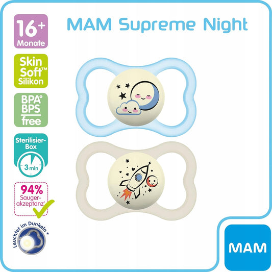 MAM SUPREME NIGHT sucette en silicone 16mois+