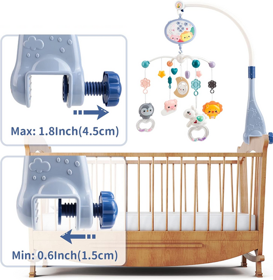 AMY & BENTON giostrina con carillon e proiettore per lettino + telecomando