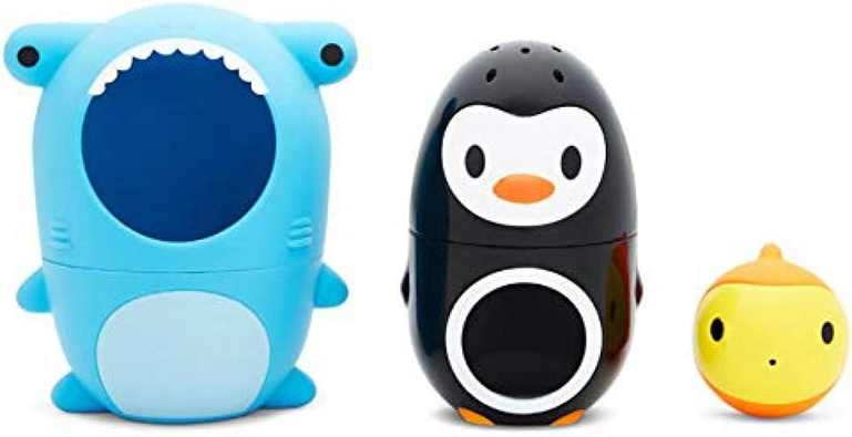 MUNCHKIN Sharky & Pals juguetes de baño 3 en 1 pez, pingüino, tiburón
