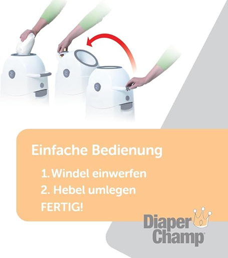 DIAPER CHAMP koš za plenice ZA VREČKE ZA SMETI +/-50 plenic