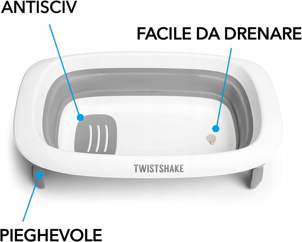 TWISTSHAKE zložljiva kompaktna kad + vložek + posoda za izpiranje