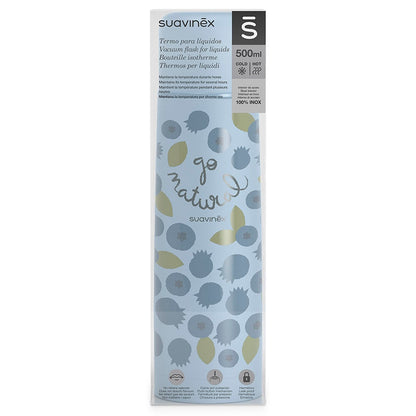 Suavinex Go Natural – termos z motywem borówek w opakowaniu